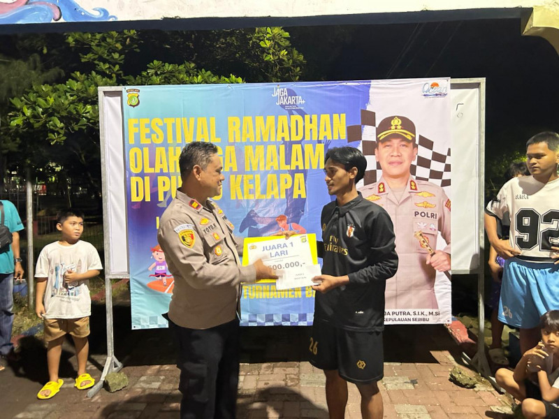 Festival Ramadhan Olahraga Malam di Pulau Kelapa Meriah, Polsek Kepulauan Seribu Utara Ajak Warga Jaga Kamtibmas