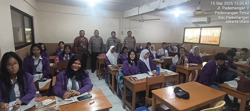 Polsek Pademangan Police Go To School di SMK Harapan Mulia, Sosialisasi Bahaya Kenakalan Remaja dan Narkoba