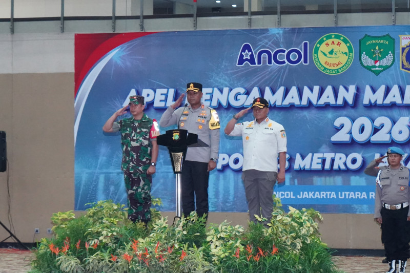 Polres Metro Jakarta Utara Gelar Apel Pengamanan Malam Tahun Baru 2026 di Ancol
