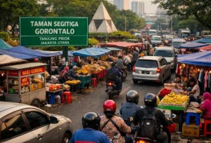 PKL Menjamur, Taman Segitiga Gorontalo Tanjung Priok Berubah Kumuh dan Picu Kemacetan