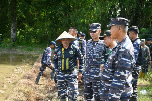 Sambut HUT Ke 80 TNI, Lanal Simeulue Bersama Kodim 0115/Simeulue Laksanakan Penanaman Padi di Pulau Terluar Provinsi Aceh