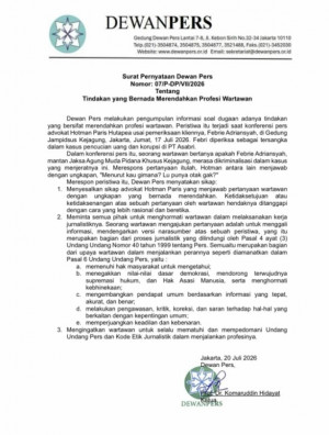 Dewan Pers Sesalkan Ucapan Bernada Merendahkan Wartawan, Minta Semua Pihak Hormati Profesi Jurnalis